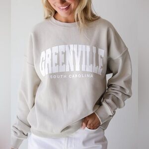 Greenville South Carolina Cream Crew Neck Sweater GVL Soft Champion Size Large